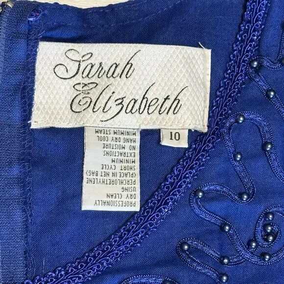 Vintage Sarah Elizabeth Long Blue Dress Beaded Special Occasion Cottage Size 10 - Picture 4 of 11